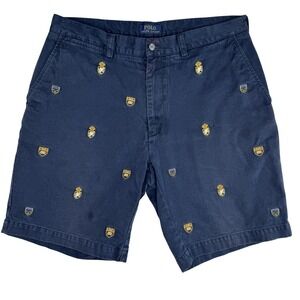 Polo Ralph Lauren Shorts Mens 34 Navy Blue Chino Crest Embroidered Golf Preppy